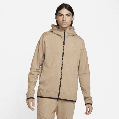 Shop Nike Men's  Sportswear Tech Fleece Lightweight Full-zip Hoodie Sweatshirt In Brown