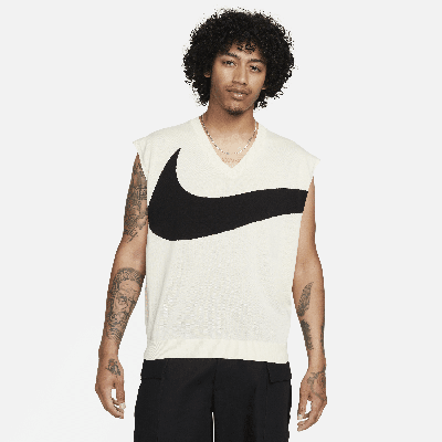 Shop Nike Men's Swoosh Sweater Vest In White