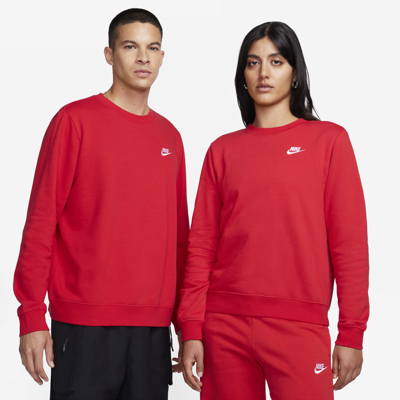 Shop Nike Women's  Sportswear Club Fleece Crew-neck Sweatshirt In Red