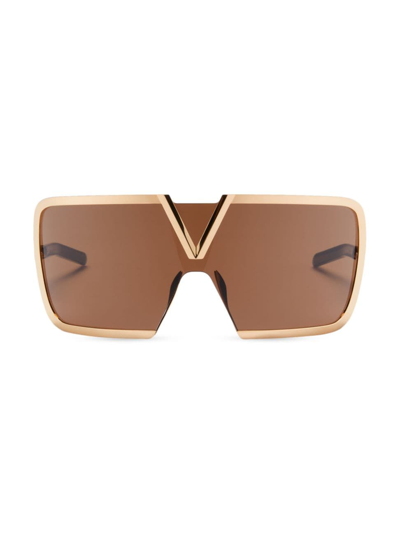 Shop Valentino V-romask 146mm Mask Sunglasses In Gold Brown