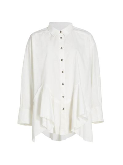 Shop Free People Women's Freya Oversized Cotton Poplin Button-front Shirt In Optic White