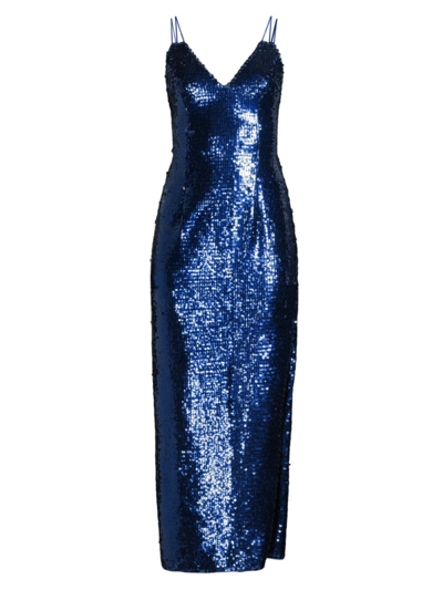 Shop Liv Foster Women's Sequin V-neck Column Gown In Royal Sapphire