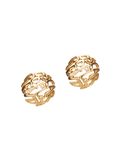 Shop Oscar De La Renta Women's Goldtone Logo Disc Earrings