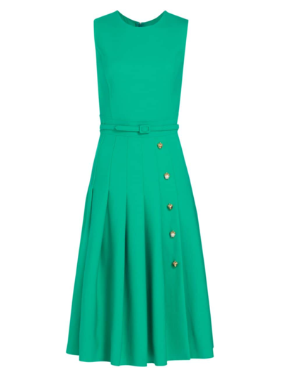 Shop Oscar De La Renta Women's Sleeveless Belted Midi-dress In Jade