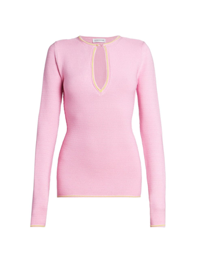 Shop Victoria Beckham Women's Textured Knit Keyhole Top In Pink