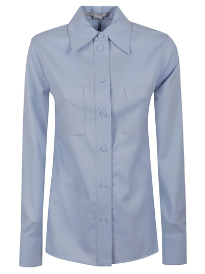 Shop Stella Mccartney Straight Hem Flannel Shirt In Blue