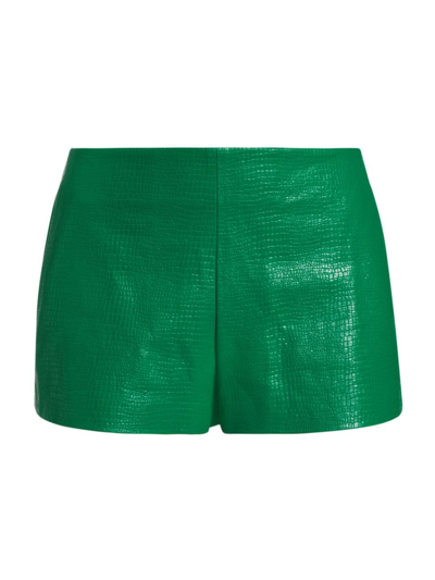 Shop Alice And Olivia Women's Briallen Snake-embossed Vegan Leather Shorts In Deep Sage