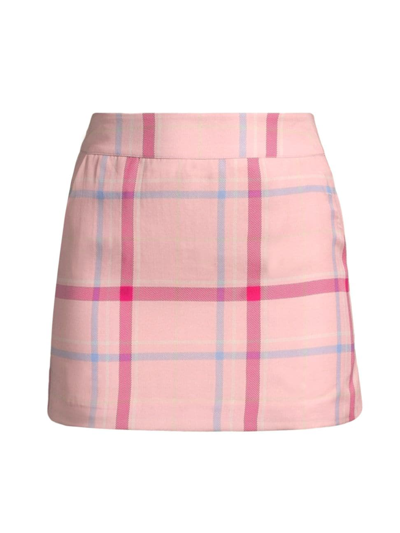Shop Undra Celeste Women's Plaid Miniskirt In Blush Plaid