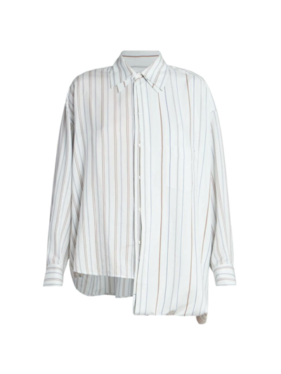 Shop Victoria Beckham Women's Double-layer Striped Silk Shirt In Peppermint