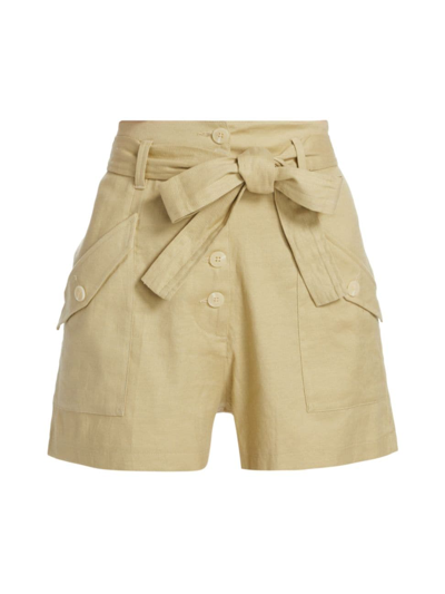Shop Rails Women's Jasper Belted Linen-blend Shorts In Ochre