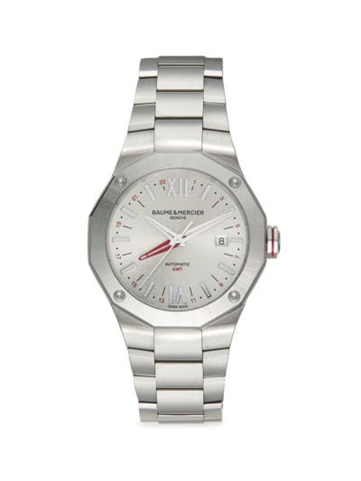 Shop Baume & Mercier Men's Riviera Stainless Steel Bracelet Watch