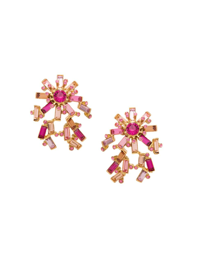 Shop Oscar De La Renta Women's Goldtone & Glass Crystal Comet Earrings In Rose Multi