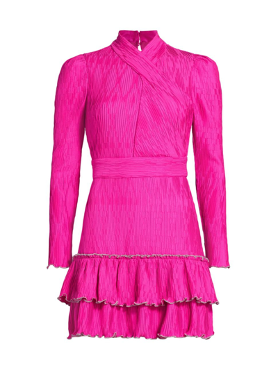 Shop Saylor Women's Emilia Crinkle Pleat Minidress In Magenta
