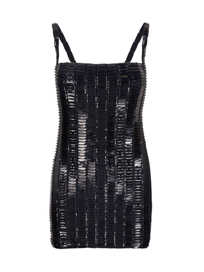 Shop Attico Women's Sequined Minidress In Black