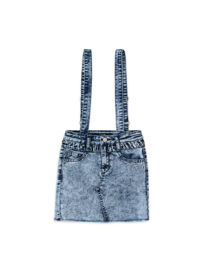 Shop Joe's Jeans Girl's Suspenders Denim Skirt In Faded Blue Wash