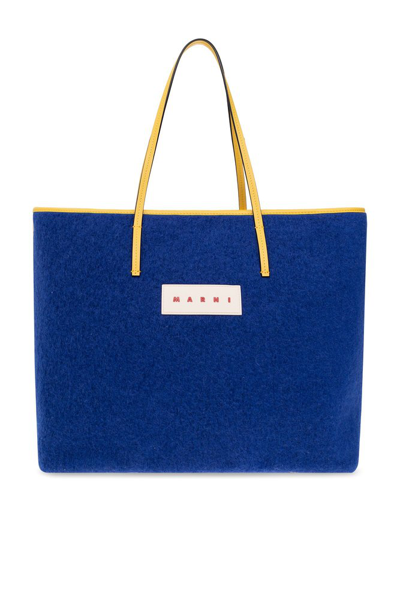 Shop Marni Logo Patch Reversible Tote Bag In Multi