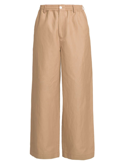 Shop Marni Men's Flare Linen & Cotton Trousers In Nomad