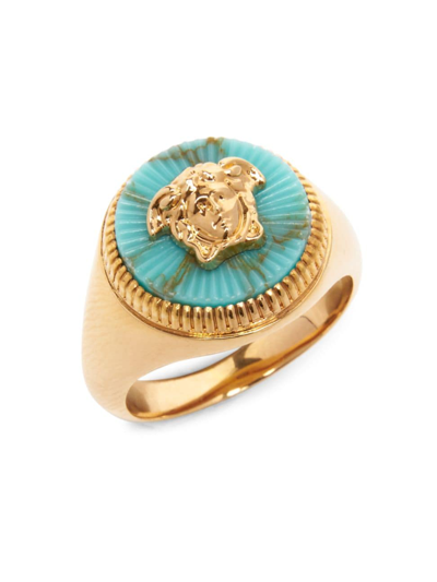 Shop Versace Men's Medusa Pendant Ring In Gold