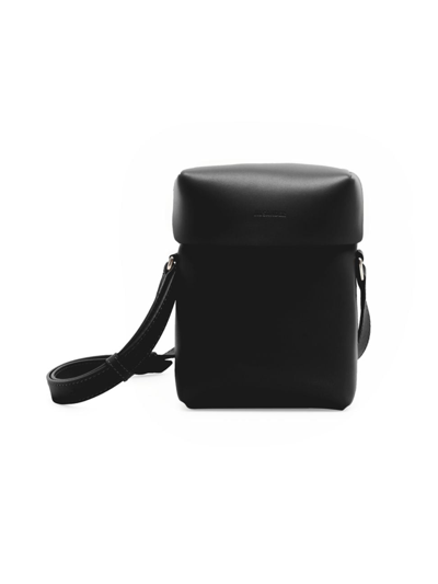 Shop Jil Sander Men's Lid Small Leather Crossbody Bag In Black