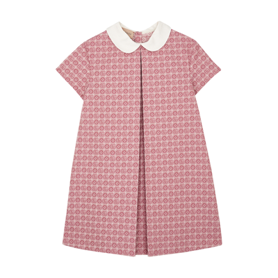 Shop Gucci Kids Gg-jacquard Cotton-blend Dress (6-12 Years) In Pink