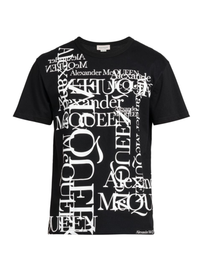 Shop Alexander Mcqueen Men's Logo Print Cotton T-shirt In Black White