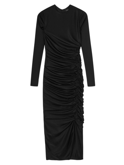Shop Versace Women's Ruched Jersey Midi-dress In Black