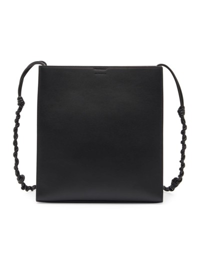 Shop Jil Sander Men's Tangle Medium Leather Crossbody Bag In Black