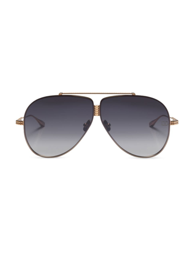 Shop Valentino Xvi 64mm Aviator Sunglasses In Dark Blue