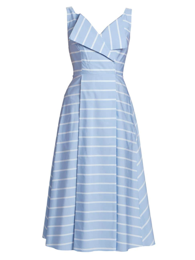 Shop Emilia Wickstead Women's Hellison Fit & Flare Midi-dress In Blue Stripe