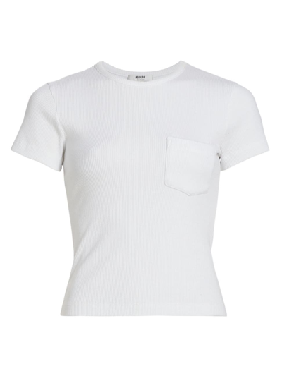 Shop Agolde Women's Arlo Ribbed Cotton-blend T-shirt In White
