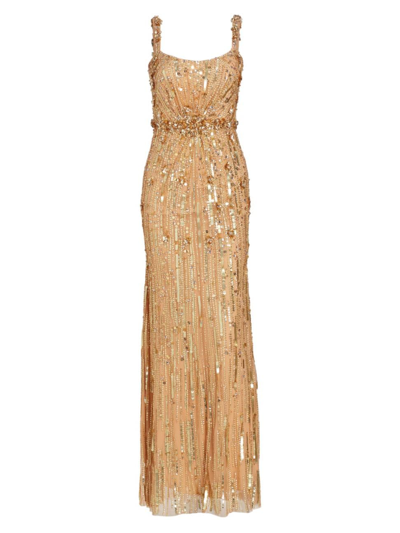 Shop Jenny Packham Women's Bright Gem Embellished Gown In Gold