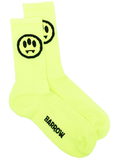 Shop Barrow Logo-print Ankle Socks In Yellow