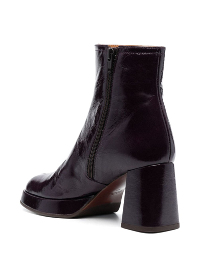 Shop Chie Mihara Katrin 80mm Leather Ankle Boots In Purple