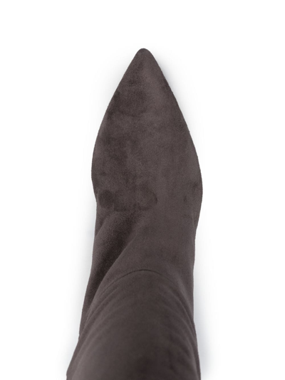 Shop Paris Texas Pointed-toe 60mm Leather Boots In Grey
