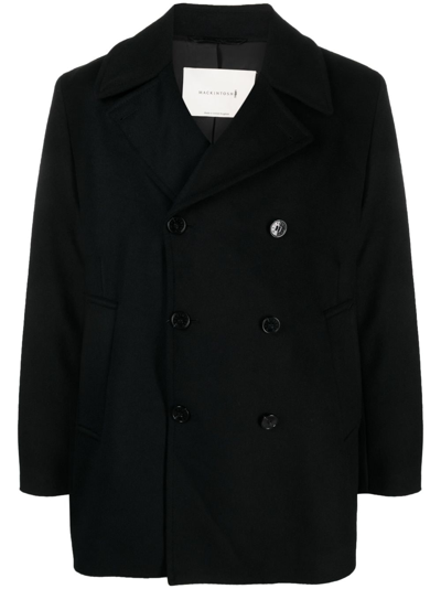 Shop Mackintosh Dalton Double-breasted Wool Peacoat In Black