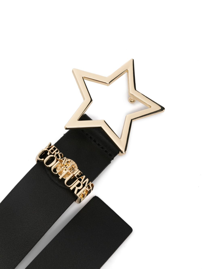 Shop Versace Jeans Couture Star-shaped Buckle Leather Belt In Black
