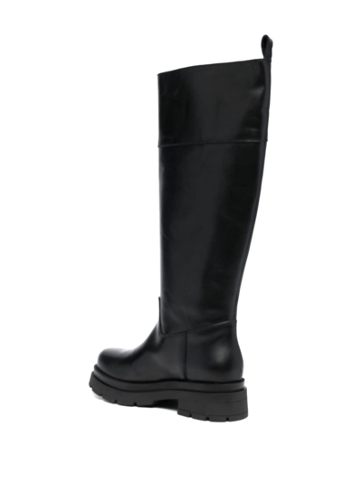 Shop P.a.r.o.s.h Knee-high Leather Boots In Black