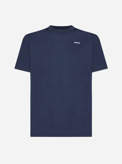 Shop Autry Logo Cotton T-shirt In Blue