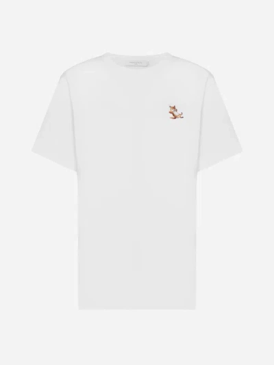 Shop Maison Kitsuné Chillax Fox Patch Cotton T-shirt In White