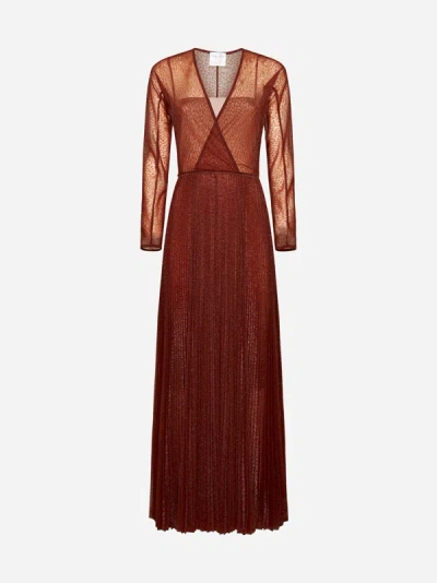 Shop Forte Forte Glitter Jacquard Tulle Long Dress In Rust