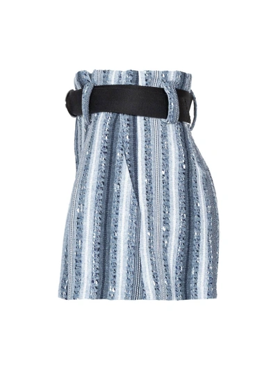 Shop Iro Cadea Striped Shorts In Denim Blue In Multi