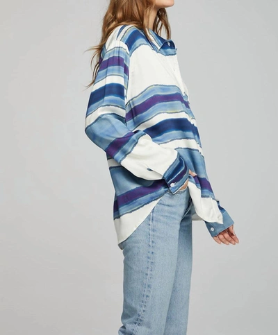 Chaser Saville Button Down Shirt In Pacific Stripe In Multi