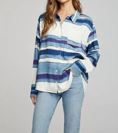 Chaser Saville Button Down Shirt In Pacific Stripe In Multi