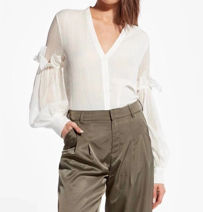As By Df Amber Crinkled Chiffon Button-front Blouse In White