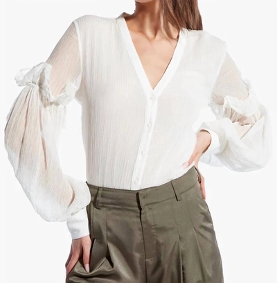 As By Df Amber Crinkled Chiffon Button-front Blouse In White
