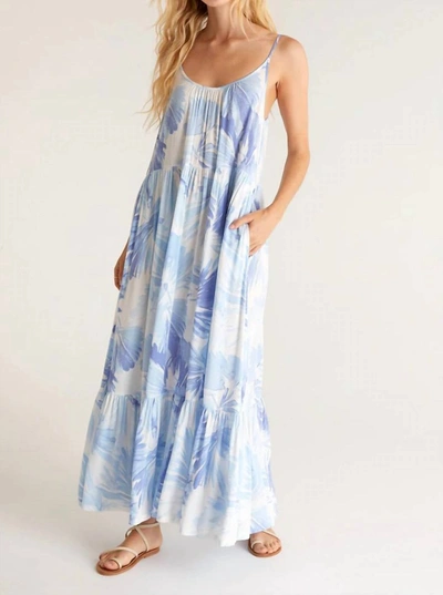 Shop Z Supply Lido Watercolor Leaf Dress In Pacific Blue