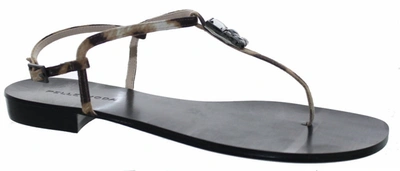 Shop Pelle Moda Baxley T-strap Sandals In Pewter In Grey