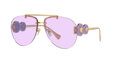 Shop Versace 0ve2250 14871a Aviator Sunglasses In Multi