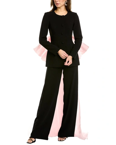 Shop Carolina Herrera Collarless Peplum Wool-blend Jacket In Black