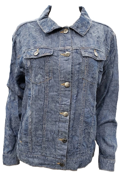 Johnny Was Qiva Denim Jacket In Denim Blue In Multi